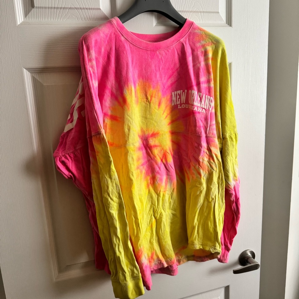 Pink and Yellow Tie-Dye Long Sleeve Tee